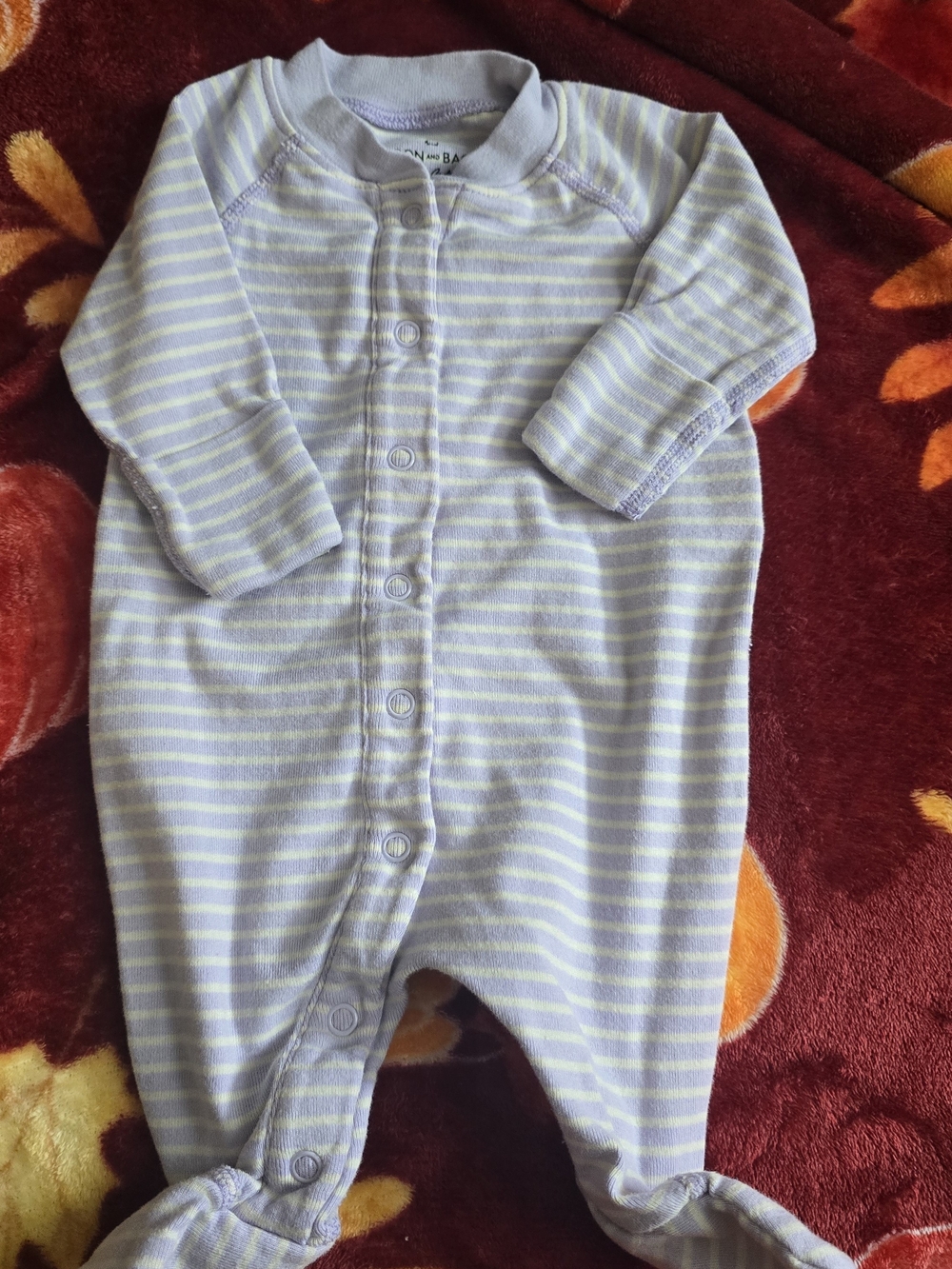 Hanna Andersson Lavender and White Striped Footie